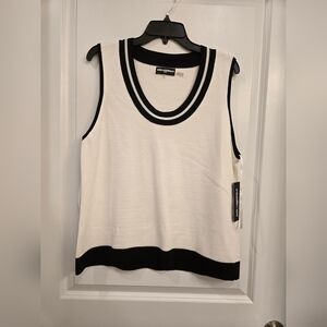 Karl Lagerfeld Women's Black and White Sleeveless Top